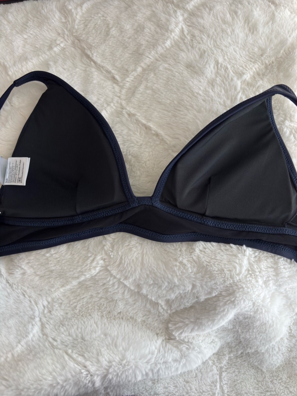 J. Crew Plunge Bikini Top in Navy Size Medium NEW Padded Beach Vacation Summer - Picture 7 of 14